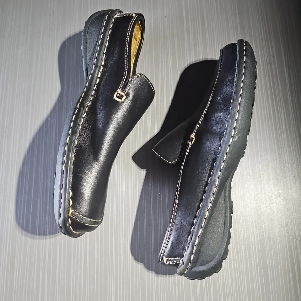 CHEROKEE Leather Upper Black Slip-On Moccasin‎ Driving Loafer Women’s 6 NWOT